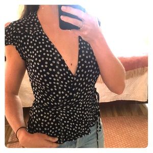 Reformation April wrap top in flores print